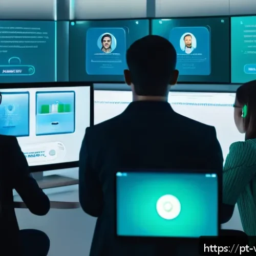 Home 30 가상 정체성과 고객 경험의 연관성 - A futuristic digital customer service environment showing a diverse group of users interacting with ...