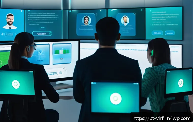 가상 정체성과 고객 경험의 연관성 - A futuristic digital customer service environment showing a diverse group of users interacting with ...