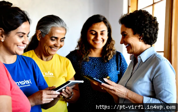 Home 17 가상 정체성이 사회에 미치는 긍정적 효과 - Photorealistic warm community workshop in Lisbon, diverse Portuguese-speaking adults and an older wo...